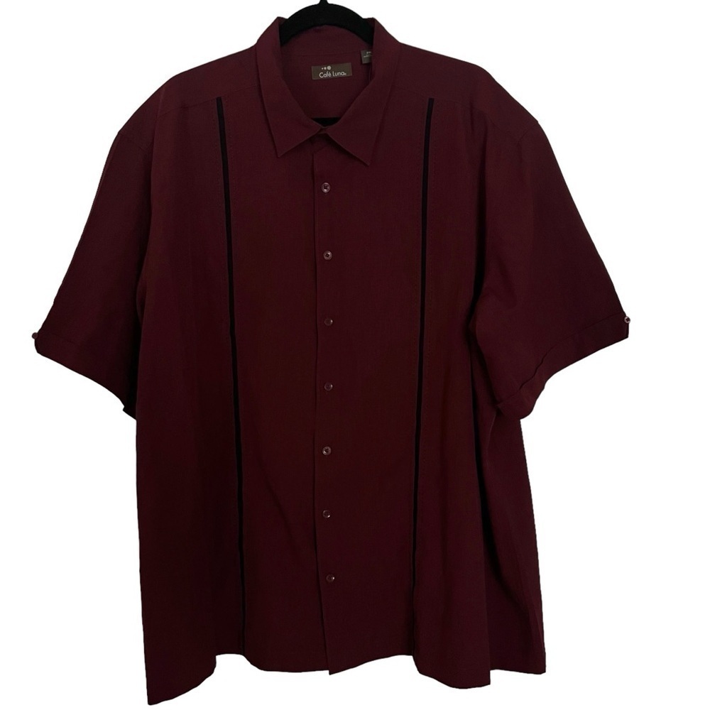 Cafe Luna Red Short Sleeve Button Down Shirt NWT 2XL